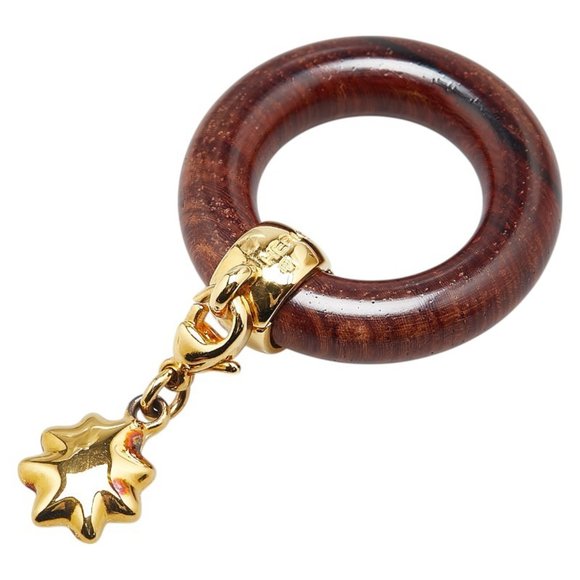 Hermès Stargazing Exhibition Scarf Ring Brown Gold Wood Plated Women's HERMES - Picture 1 of 6